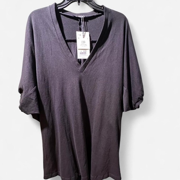 Zara NWT Black Cocoon V Neck Puff Sleeve Batwing Dress Oversized size Medium - Picture 9 of 9